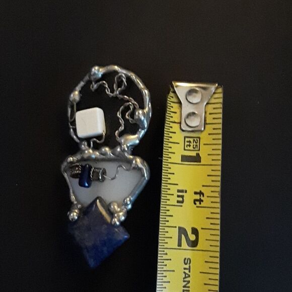 Vintage artician brooch with lapis - Picture 4 of 4